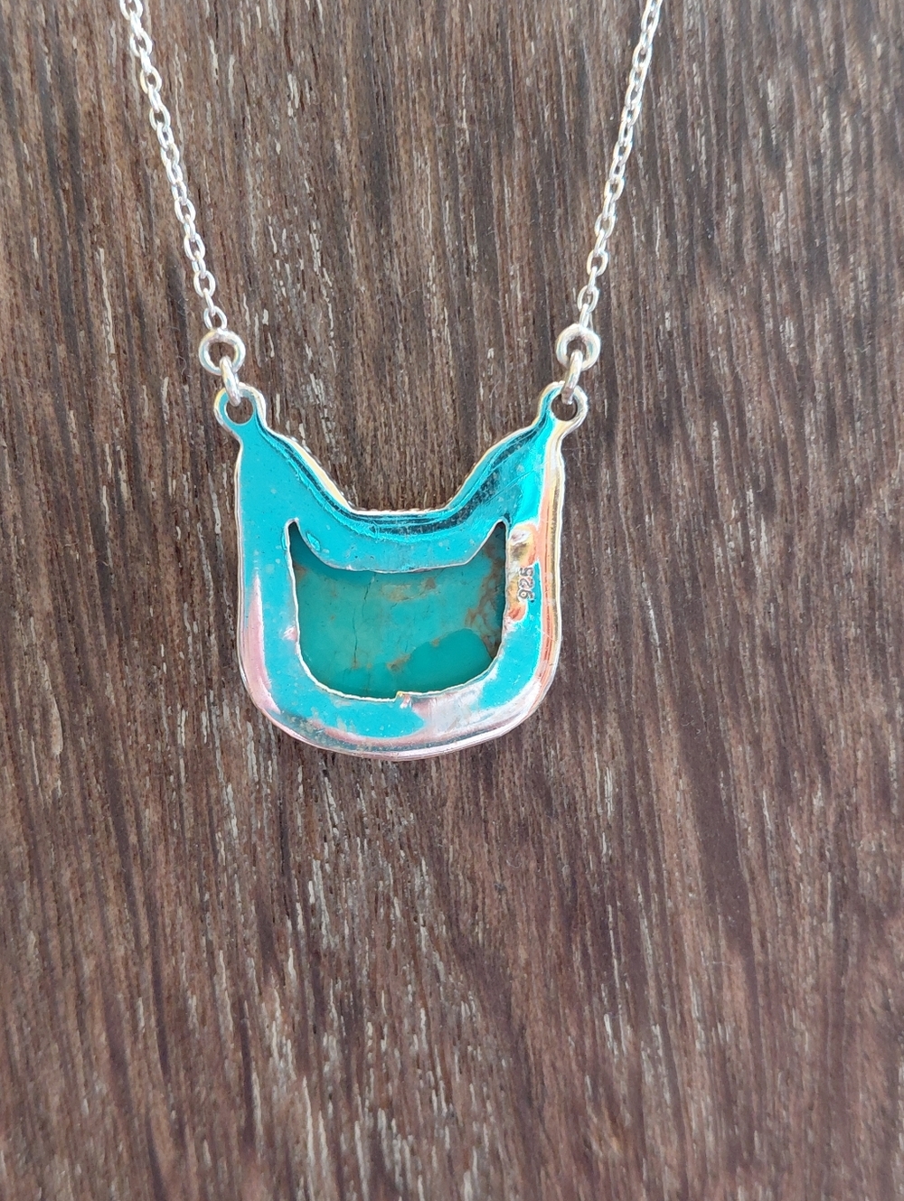 Turquoise Cat Silhouette Sterling Silver Pendant Necklace - Picture 5 of 8